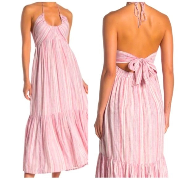 Free People Dresses & Skirts - Free People Audrey Stripe Halter Maxi Dress NWT SMALL tie back